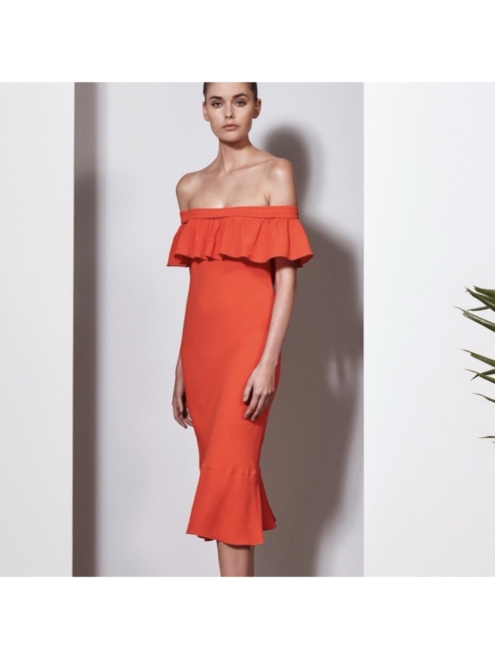 Veronica Beard Elegant Off-Shoulder Red/Orange‎ Dress Sz 6